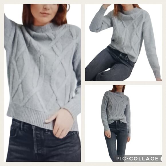WF103 GUC $178 EVERLANE Cable Knit Mockneck Sweater size L - Picture 1 of 9